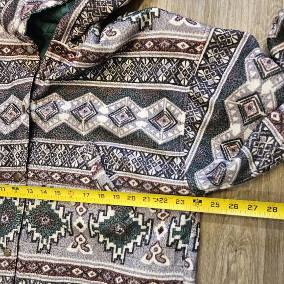 Vtg Casual Club Aztec Southwestern Jacket Mens L Reversible Windbreaker Fleece - Picture 9 of 10